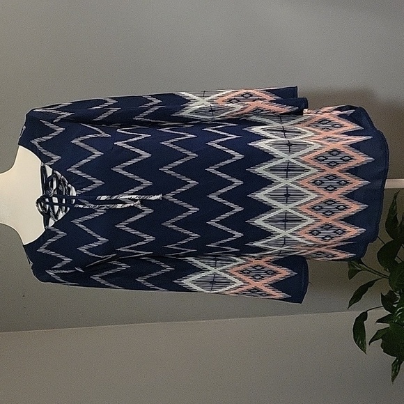 Xhilaration Blue Pullover Tie Front Long Sleeve Lined Back Detail Dress - Size S - Picture 1 of 7